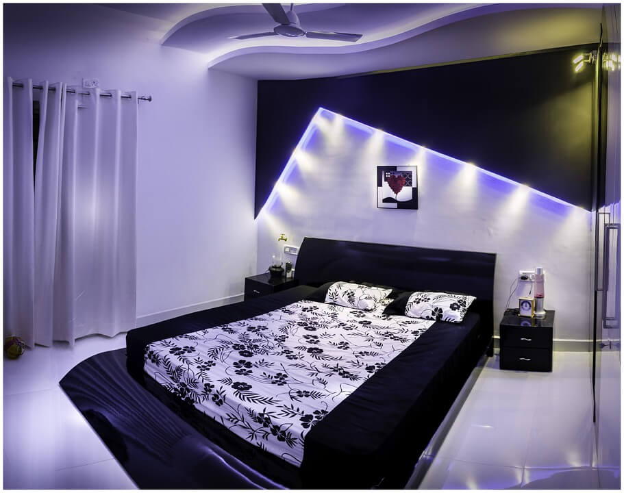 Современный дизайн спальни в стиле хай-тек. 25 фото дизайна
