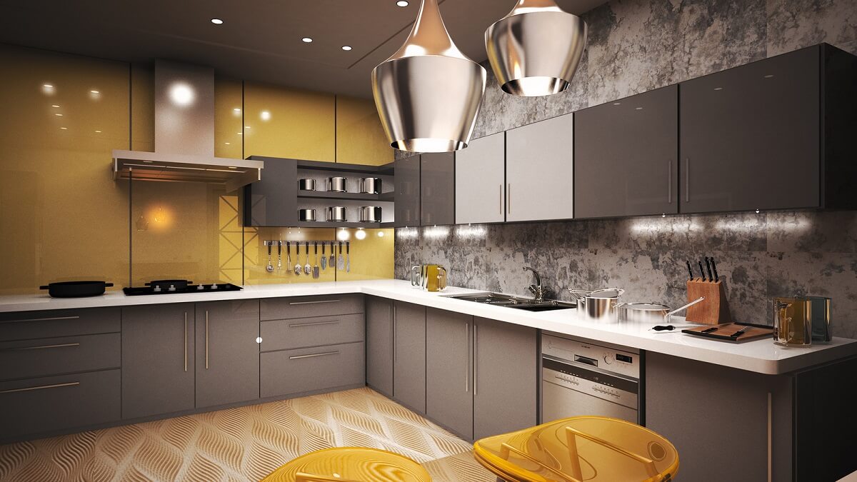 Фото дизайна кухни в желтом цвете