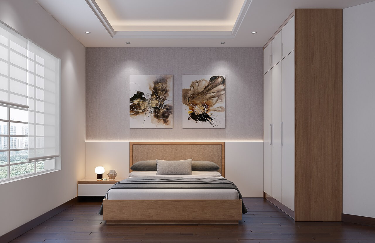 белая спальня в стиле минимализм