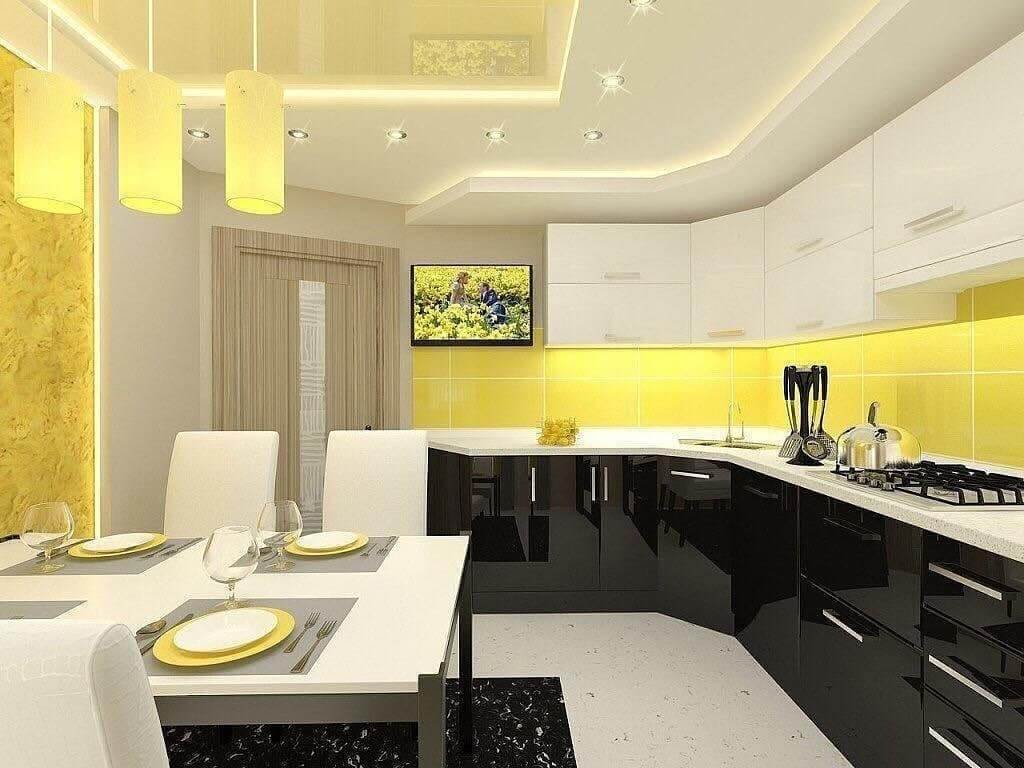 Желтый в кухне в стиле модерн