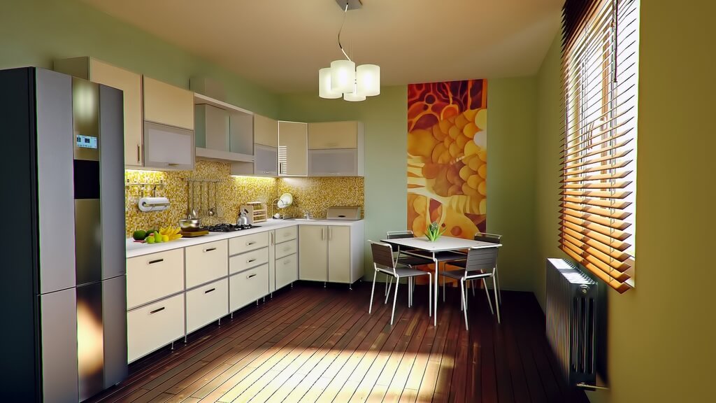 Ярко-желтые оттенки в дизайне кухонного помещения
