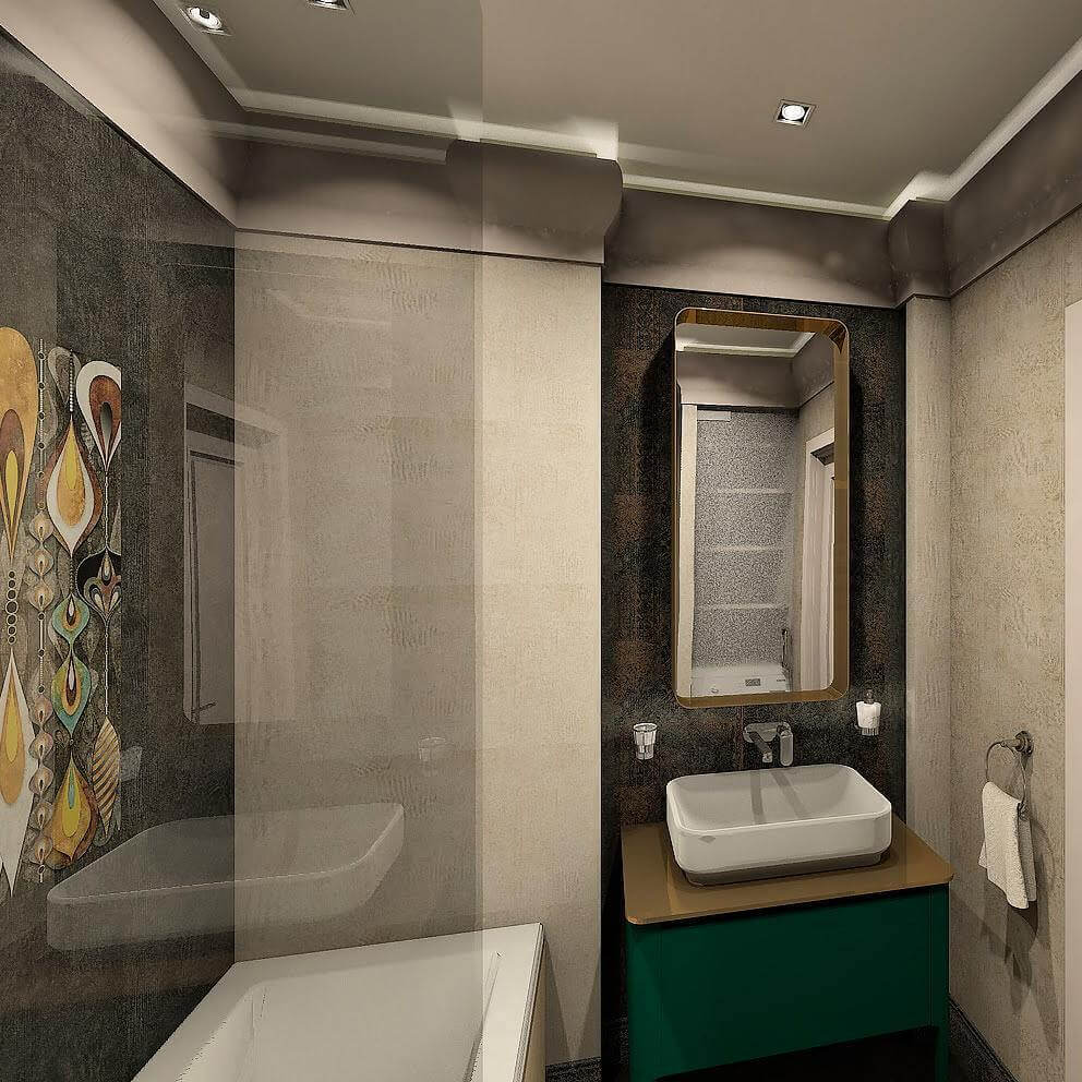 Дизайн интерьера ванной в стиле арт-деко