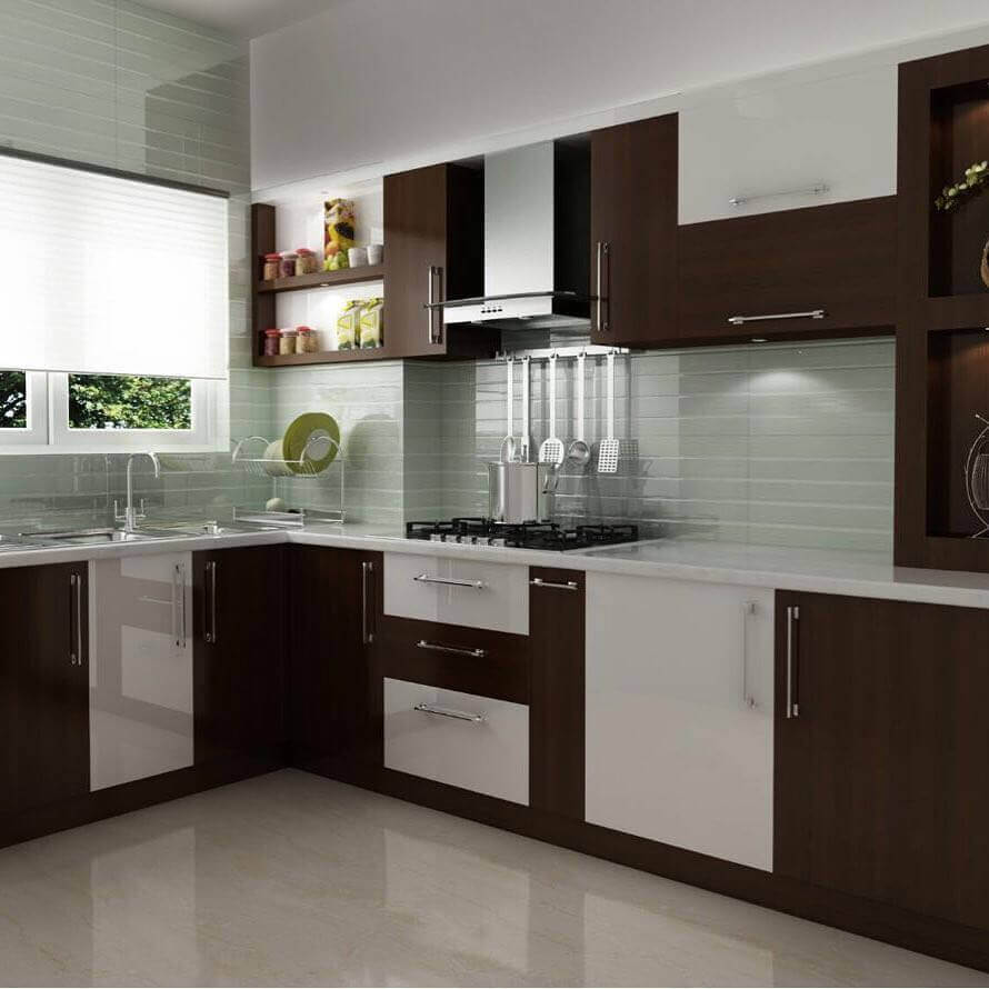 бело-коричневая кухня в стиле модерн